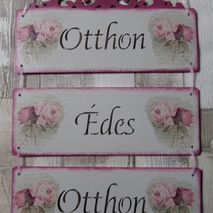 Vintage rózsa mintás Otthon Édes Otthon feliratú 3 részes ajtódísz,üdvözlőtábla, Otthon & Életmód, Dekoráció, Ajtó- és ablak dekoráció, Ajtódísz & Kopogtató, Decoupage, transzfer és szalvétatechnika, MESKA