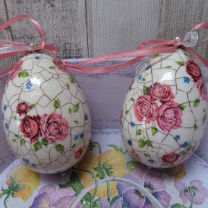  Rózsa mintás repedezett hatású húsvéti tojások - otthon & lakás - dekoráció - fali és függő dekoráció - falra akasztható dekor - Meska.hu