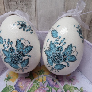  Apponyi (Herendi) mintás szalvétával díszített húsvéti tojások, Otthon & Életmód, Dekoráció, Dísztárgy, Decoupage, transzfer és szalvétatechnika, MESKA