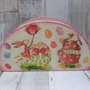 Húsvéti nyuszi mintás szalvétatartó , Otthon & Életmód, Konyhafelszerelés, tálalás, Tálalás, Szalvétatartó, szalvétagyűrű, Decoupage, transzfer és szalvétatechnika, MESKA