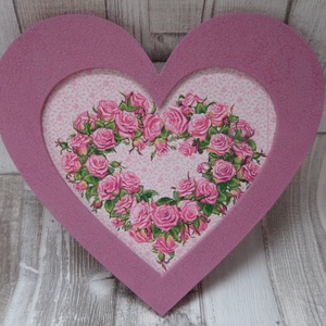  Óriás szív  alakú dísz rózsa vagy galambpár  mintával, Otthon & Életmód, Dekoráció, Fali és függő dekoráció, Falra akasztható dekor, Decoupage, transzfer és szalvétatechnika, MESKA