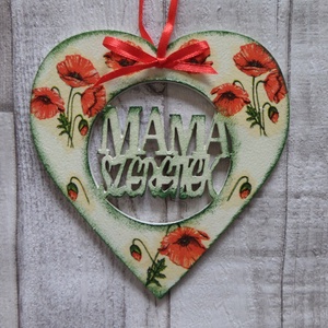  Szív alakú dísz Mama szeretlek felirattal - otthon & lakás - dekoráció - fali és függő dekoráció - függődísz - Meska.hu