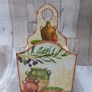 Olíva mintás fakanáltartó, Otthon & Életmód, Konyhafelszerelés, tálalás, Sütés, főzés, Fakanál & Fakanáltartó, Decoupage, transzfer és szalvétatechnika, MESKA