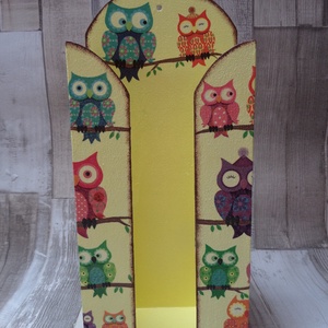 Bagoly mintás papírzsebkendő tartó , Otthon & Életmód, Tárolás & Rendszerezés, Zsebkendőtartó, Decoupage, transzfer és szalvétatechnika, MESKA