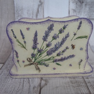 Levendula mintás szalvétatartó többféle mintával, Otthon & Életmód, Konyhafelszerelés, tálalás, Tálalás, Szalvétatartó, szalvétagyűrű, Decoupage, transzfer és szalvétatechnika, MESKA
