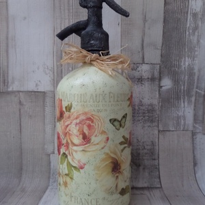 Retro szódásüveg boros vagy romantikus rózsa mintával - otthon & életmód - dekoráció - asztal és polc dekoráció - díszüveg - Meska.hu