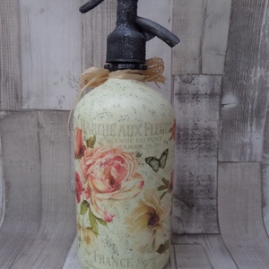Retro szódásüveg boros vagy romantikus rózsa mintával - otthon & életmód - dekoráció - asztal és polc dekoráció - díszüveg - Meska.hu