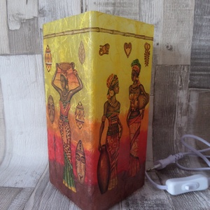 Asztali lámpa,éjjeli lámpa,hangulatlámpa afrikai mintával, Otthon & Életmód, Lámpa, Hangulatlámpa, Decoupage, transzfer és szalvétatechnika, MESKA