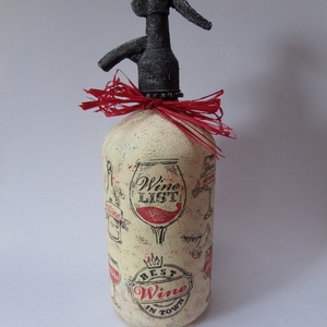 Retro szódásüveg szőlős,boros mintával - otthon & életmód - dekoráció - asztal és polc dekoráció - díszüveg - Meska.hu