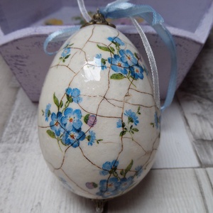 Nefelejcs,ibolya,gyöngyvirág vagy levendula mintás repedezett hatású húsvéti tojások, Otthon & Életmód, Dekoráció, Dísztárgy, Decoupage, transzfer és szalvétatechnika, MESKA