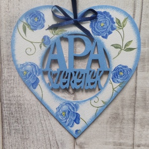  Szív alakú dísz Apa szeretlek vagy Papa szeretlek felirattal, Otthon & Életmód, Dekoráció, Dísztárgy, Decoupage, transzfer és szalvétatechnika, MESKA