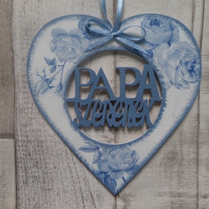  Szív alakú dísz Apa szeretlek vagy Papa szeretlek felirattal - otthon & lakás - dekoráció - dísztárgy - Meska.hu