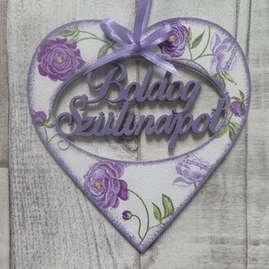  Szív alakú dísz Boldog Szülinapot vagy Boldog Névnapot felirattal, Otthon & Életmód, Dekoráció, Fali és függő dekoráció, Függődísz, Decoupage, transzfer és szalvétatechnika, MESKA