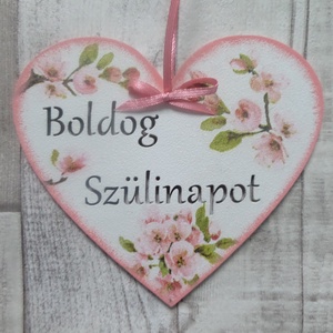  Szív alakú dísz Boldog Szülinapot vagy Boldog Névnapot felirattal - otthon & életmód - dekoráció - fali és függő dekoráció - függődísz - Meska.hu