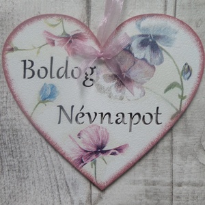  Szív alakú dísz Boldog Szülinapot vagy Boldog Névnapot felirattal - otthon & életmód - dekoráció - fali és függő dekoráció - függődísz - Meska.hu