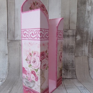 Shabby rózsa mintás papírzsebkendőtartó 100 darabos papírzsebkendőhöz - otthon & életmód - tárolás & rendszerezés - zsebkendőtartó - Meska.hu