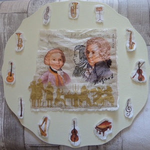 Hangszer,zenei mintás hullámos szélű falióra 30 cm-es - otthon & életmód - dekoráció - fali és függő dekoráció - falióra & óra - Meska.hu