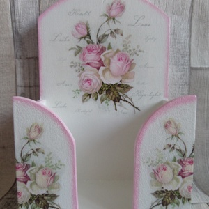 Vintage rózsa mintás papírzsebkendőtartó 50 darabos papírzsebkendőhöz, Otthon & Életmód, Tárolás & Rendszerezés, Zsebkendőtartó, Decoupage, transzfer és szalvétatechnika, MESKA