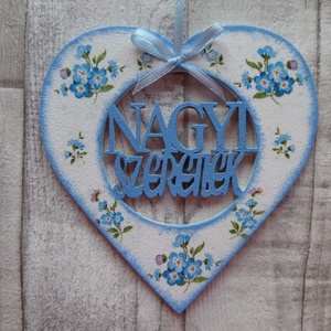  Szív alakú dísz Nagyi szeretlek felirattal, Otthon & Életmód, Dekoráció, Fali és függő dekoráció, Függődísz, Decoupage, transzfer és szalvétatechnika, MESKA