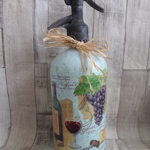 Retro szódásüveg szőlős,boros mintával - otthon & lakás - dekoráció - asztal és polc dekoráció - díszüveg - Meska.hu