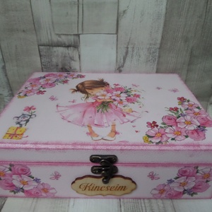 Tündéri kislány és virág mintás kincs tartó doboz , Otthon & Életmód, Tárolás & Rendszerezés, Doboz, Decoupage, transzfer és szalvétatechnika, Festett tárgyak, MESKA