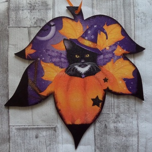 Őszi falevél süni,róka vagy tök mintával ajtódísz,kopogtató,üdvözlőtábla - otthon & életmód - dekoráció - halloween - halloweeni ajtódíszek és ablakdíszek - Meska.hu