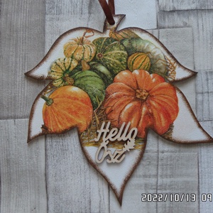 Őszi falevél süni,róka vagy tök mintával ajtódísz,kopogtató,üdvözlőtábla - otthon & életmód - dekoráció - halloween - halloweeni ajtódíszek és ablakdíszek - Meska.hu