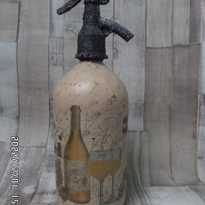 Retro szódásüveg boros vagy romantikus rózsa mintával - otthon & életmód - dekoráció - asztal és polc dekoráció - díszüveg - Meska.hu