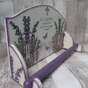 Levendula mintás fali konyhai  papírtörlőtartó - otthon & életmód - konyhafelszerelés, tálalás - konyhai dekoráció - konyhai dísz - Meska.hu