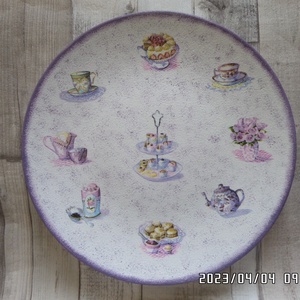 Sütemény,tea  mintás porcelán süteményes tányér,tál, Otthon & Lakás, Konyhafelszerelés, tálalás, Tálalás, Kínálótál, Decoupage, transzfer és szalvétatechnika, MESKA