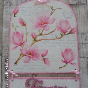 Tavaszi virág,magnólia vagy Sweet Home Shabby mintás ajtódísz,üdvözlőtábla,függődísz - otthon & életmód - dekoráció - ajtó- és ablak dekoráció - ajtódísz & kopogtató - Meska.hu