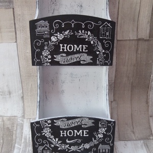 Home Sweet Home levél és kulcstartó, Otthon & Életmód, Dekoráció, Fali és függő dekoráció, Fali kulcstartó, Decoupage, transzfer és szalvétatechnika, Festett tárgyak, MESKA