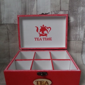 Teafiltertartó,teásdoboz 6 rekeszes  Allways Time for Tea mintával - otthon & életmód - konyhafelszerelés, tálalás - konyhai tárolás - tea & kávé tárolás - Meska.hu