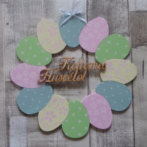 Húsvéti,tavaszi tojáskoszorú alakú ajtódísz - otthon & életmód - dekoráció - ajtó- és ablak dekoráció - ajtódísz & kopogtató - Meska.hu