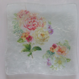 Virágcsokor mintás üvegtál,üvegtányér, Otthon & Életmód, Konyhafelszerelés, tálalás, Tálalás, Kínálótál, Decoupage, transzfer és szalvétatechnika, MESKA