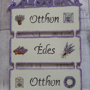Levendula mintás Otthon Édes Otthon feliratú  ajtódísz,üdvözlőtábla,falidísz - Meska.hu