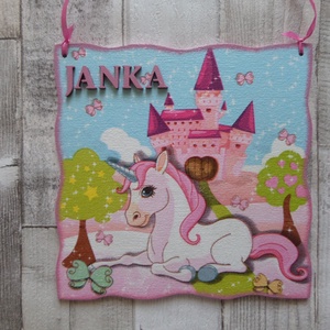 Unikornis,kastély mintás falikép,ajtódísz,függődísz , Otthon & Életmód, Dekoráció, Ajtó- és ablak dekoráció, Ajtódísz & Kopogtató, Decoupage, transzfer és szalvétatechnika, MESKA