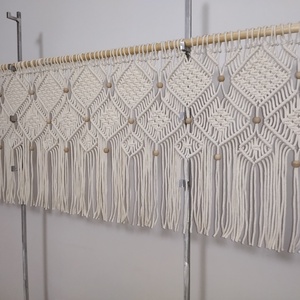 Geometrikus makramé falidekor 160x60 cm, Otthon & Életmód, Lakástextil, Falvédő, Csomózás, Újrahasznosított alapanyagból készült termékek, MESKA