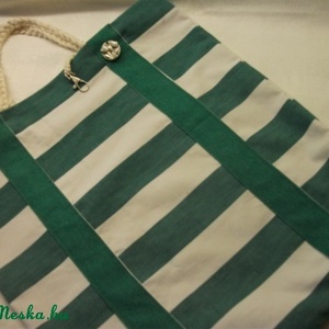 Zöld csíkos  nagy bevásárló szatyor -  - Meska.hu