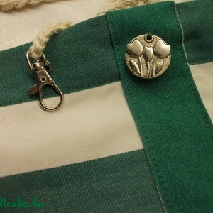 Zöld csíkos  nagy bevásárló szatyor -  - Meska.hu