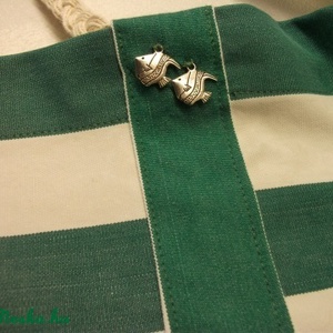 Zöld csíkos  nagy bevásárló szatyor -  - Meska.hu