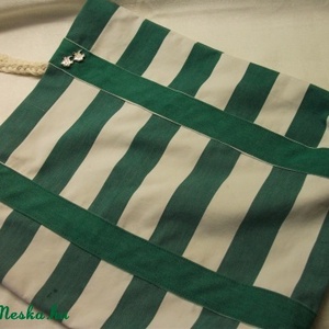 Zöld csíkos  nagy bevásárló szatyor -  - Meska.hu