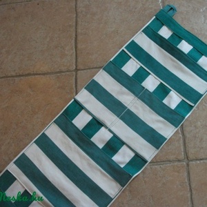 Zöld, csíkos zsebes tároló 107x29cm, Otthon & Életmód, Tárolás & Rendszerezés, Fali tároló, Varrás, MESKA