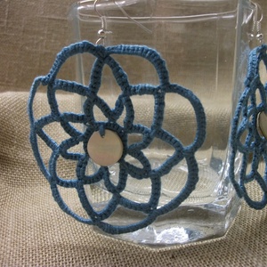 Tenger hullámai. Kék horgolt fülbevaló, füli - ékszer - fülbevaló - lógós kerek fülbevaló - Meska.hu