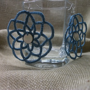 Tenger hullámai. Kék horgolt fülbevaló, füli - Meska.hu