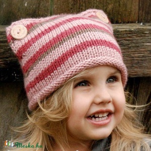 Újszerű, kötött, csíkos, színes, meleg kislány sapka -  - Meska.hu