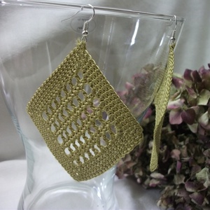 Horgolt óarany fülbevaló - ékszer - fülbevaló - lógó fülbevaló - Meska.hu