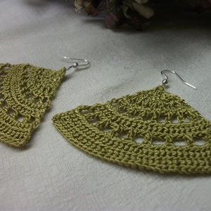 Horgolt óarany fülbevaló - ékszer - fülbevaló - lógó csepp fülbevaló - Meska.hu