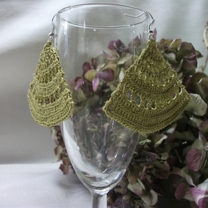 Horgolt óarany fülbevaló - ékszer - fülbevaló - lógó csepp fülbevaló - Meska.hu