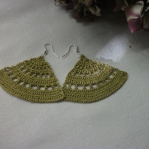 Horgolt óarany fülbevaló - ékszer - fülbevaló - lógó csepp fülbevaló - Meska.hu